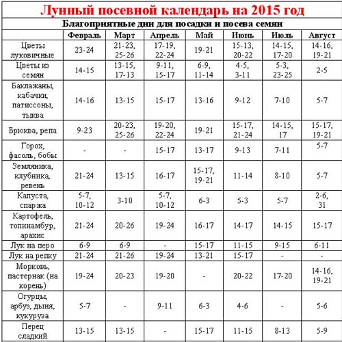 זריעה לוח השנה 2015: אנחנו מתכננים לעבוד מינואר עד דצמבר