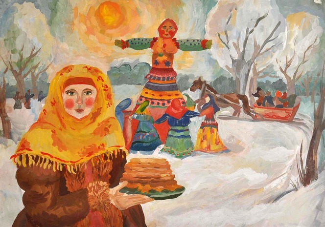 איך לצייר Shrovetide? צייר חג אביב עם הילדים