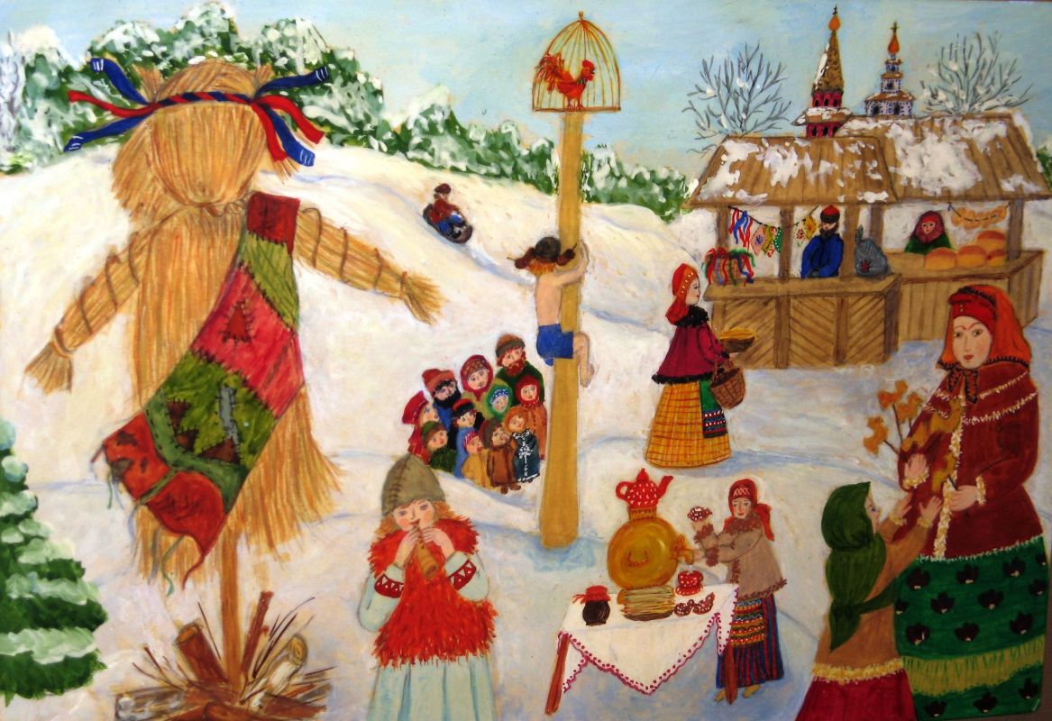 איך לצייר Shrovetide? צייר חג אביב עם הילדים